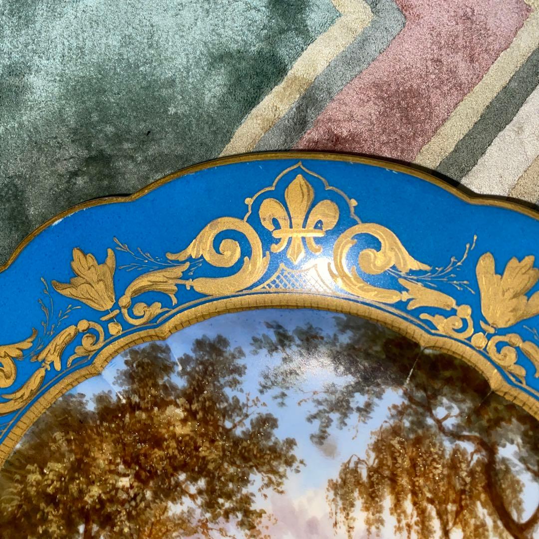 セーブル 風　手書き絵皿　ベルサイユ宮殿　25cm