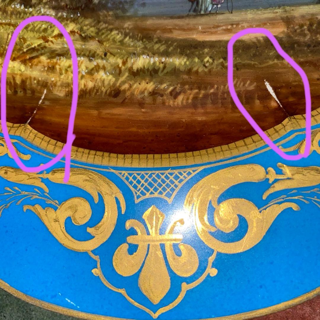 セーブル 風　手書き絵皿　ベルサイユ宮殿　25cm