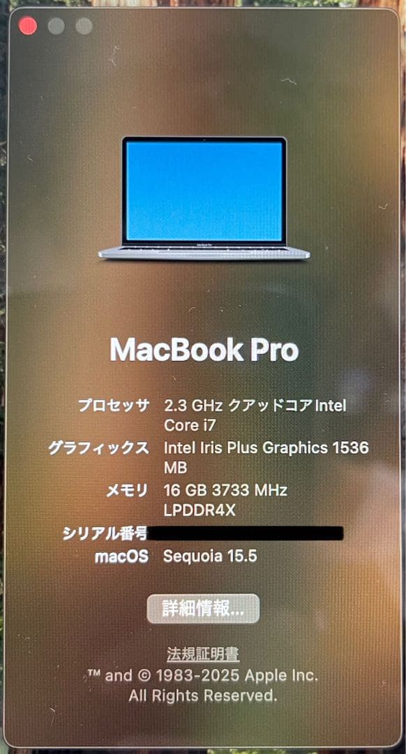 2020 MacBook Pro 13インチ Core i7 16GB