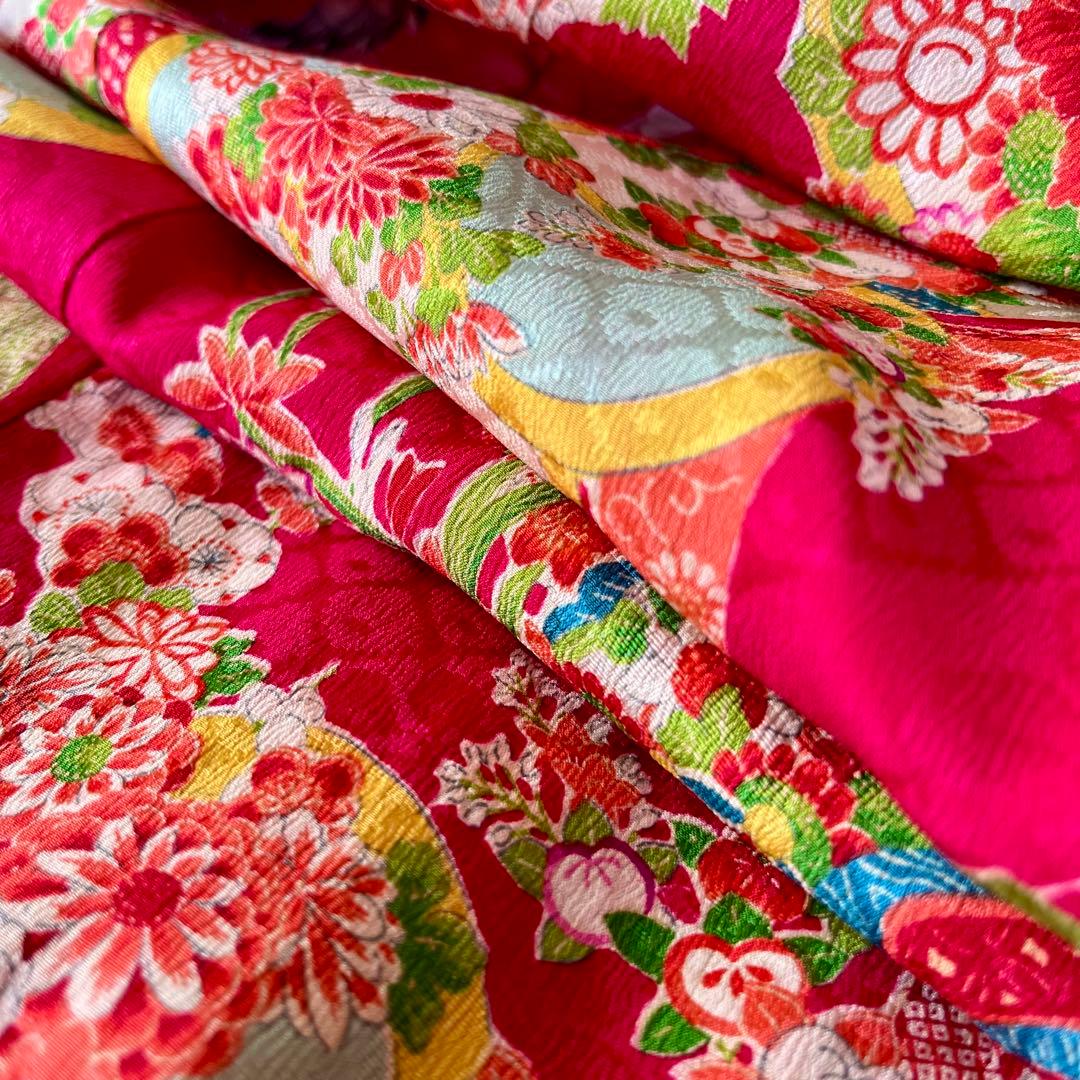 正絹 アンティーク着物 レトロ着物 ☆宝船 鶴丸 おめでたいがいっぱい 七五三