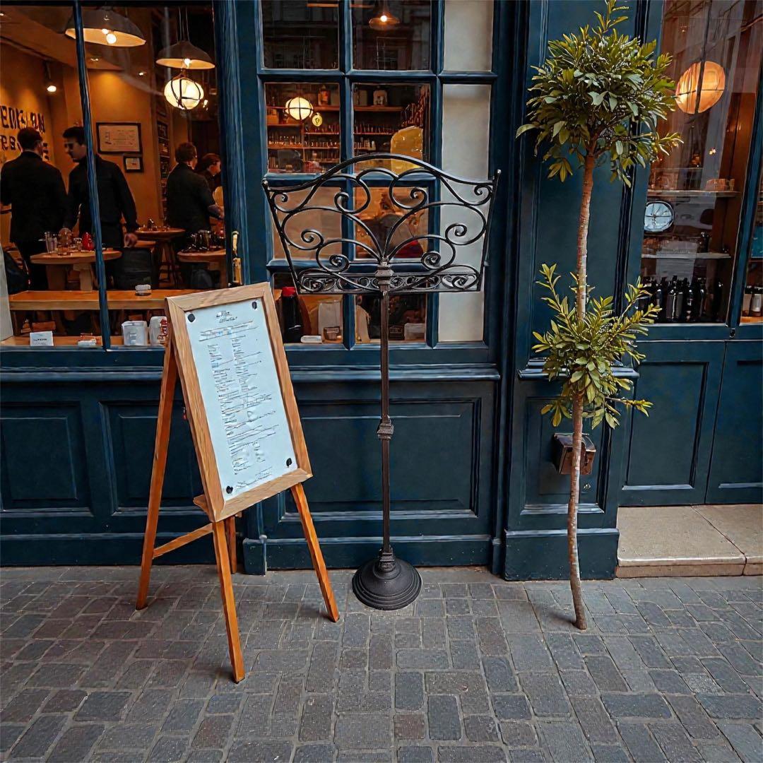 鉄製譜面台　アイアンスタンド　アンティーク　看板　メニュー　ディスプレイ