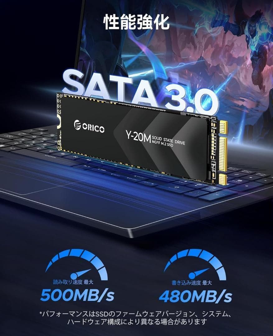 ORICO Y20M M.2 SATA SSD、2TB内蔵 SATA M.2