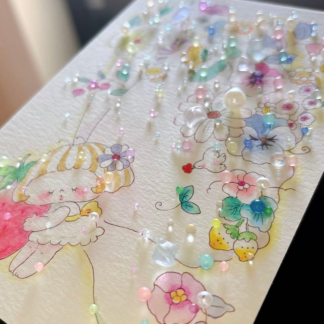 イラスト　シーグラスアート　水彩画　原画