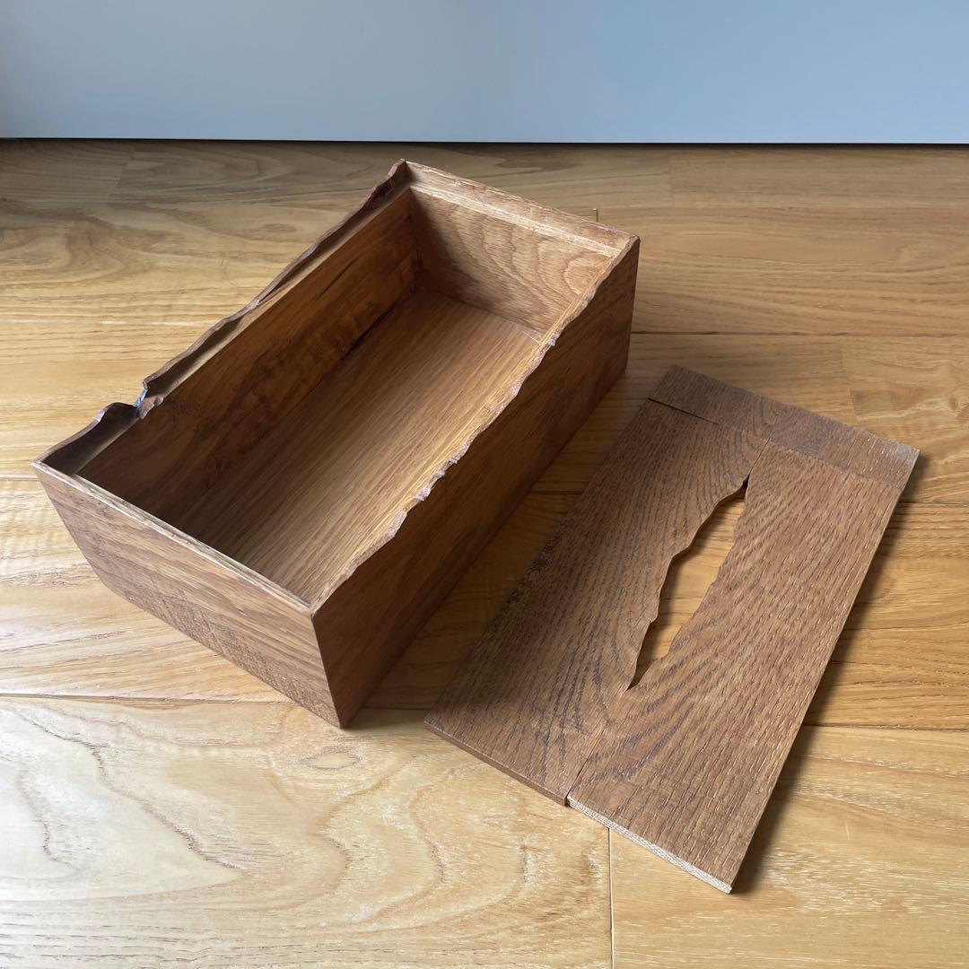 ティッシュボックス　オーク　アンティーク仕上げ