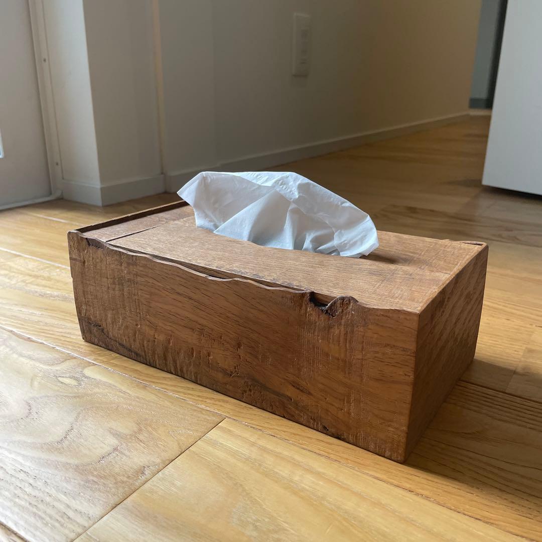 ティッシュボックス　オーク　アンティーク仕上げ