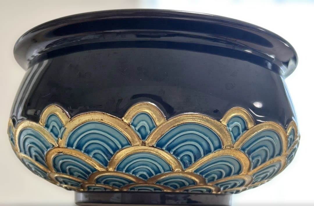 茶道具　皆具　中村翠嵐の紫交青海波　共箱