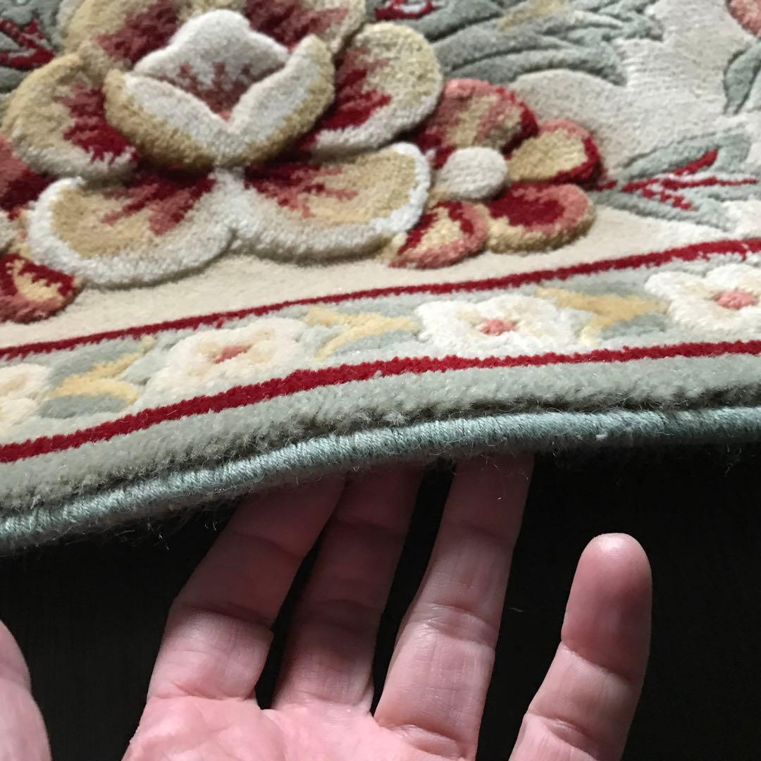 花柄 和風 ラグ ラグマット 段通 絨毯170×240cm グリーン