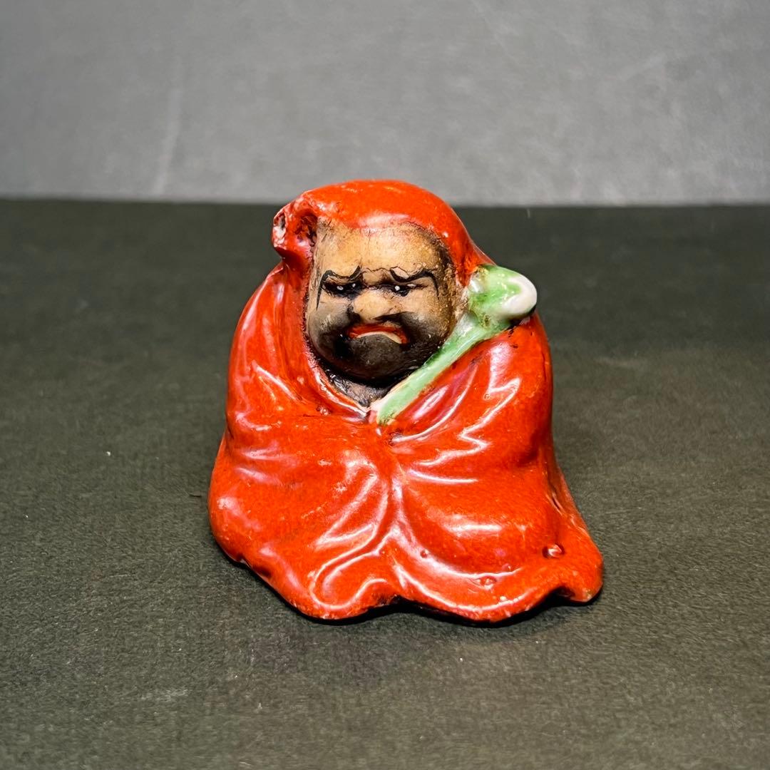 江戸後期〜明治期 古陶 達磨 水滴◎赤釉 だるま 書道具◎文房四宝◎古道具庵々
