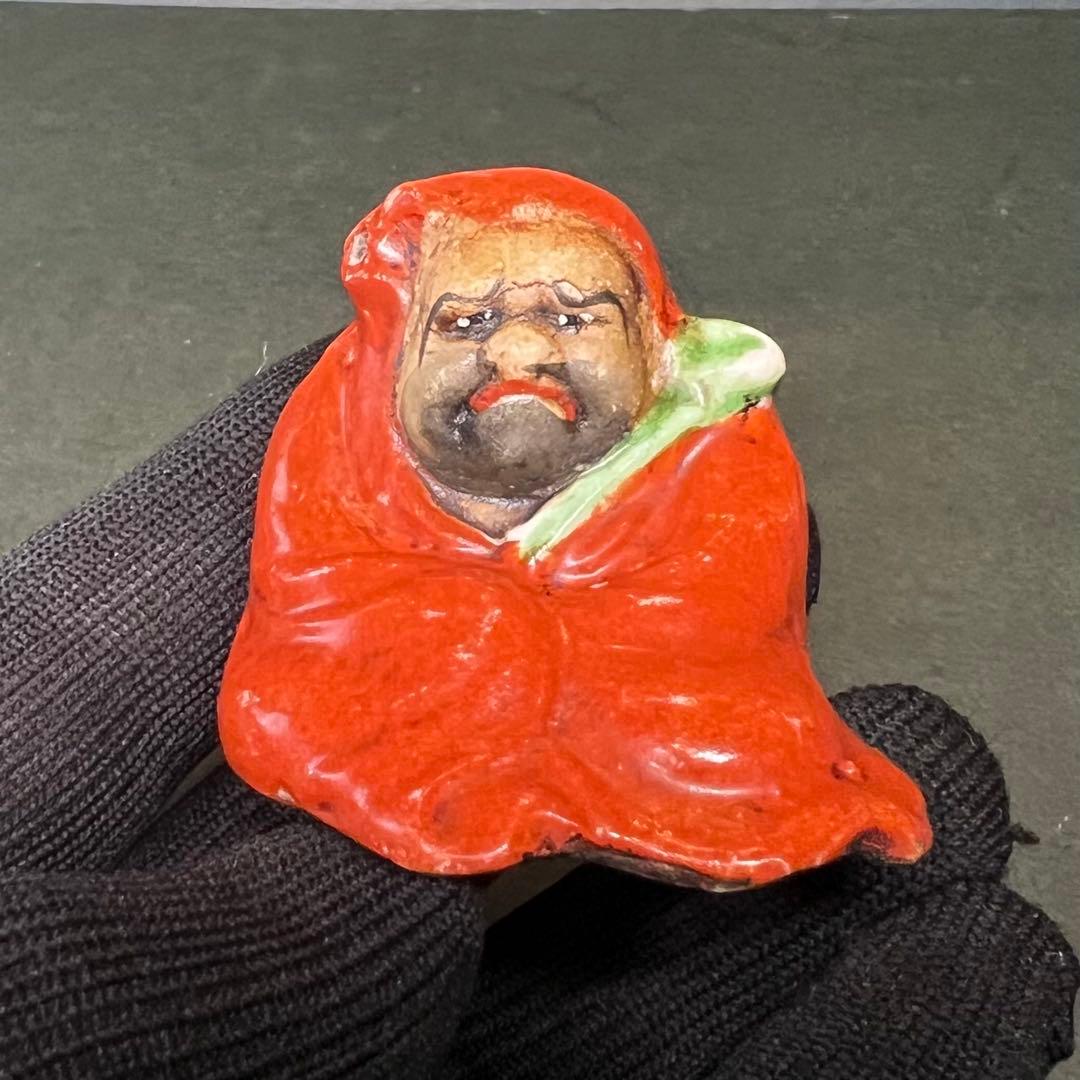 江戸後期〜明治期 古陶 達磨 水滴◎赤釉 だるま 書道具◎文房四宝◎古道具庵々