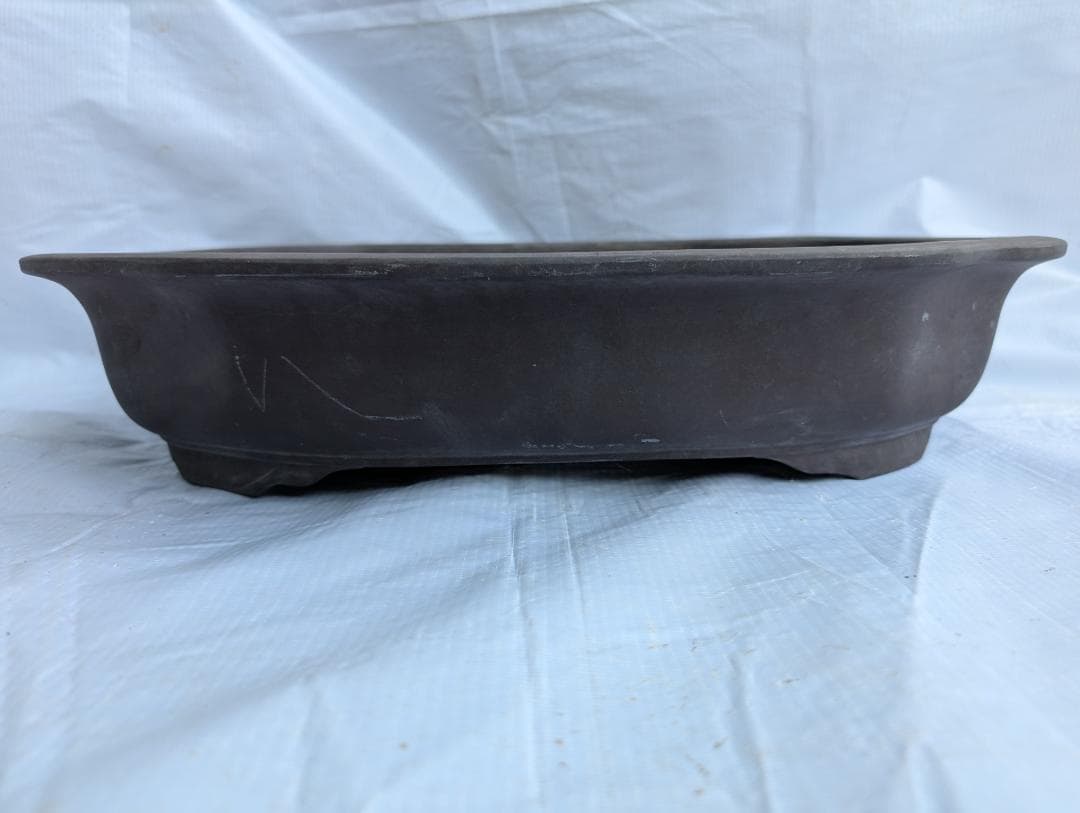 大型 盆栽鉢 約46.5cm 朱泥風 長方鉢 無銘 鉢植え 和鉢