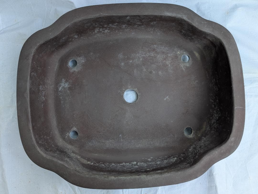 大型 盆栽鉢 約46.5cm 朱泥風 長方鉢 無銘 鉢植え 和鉢