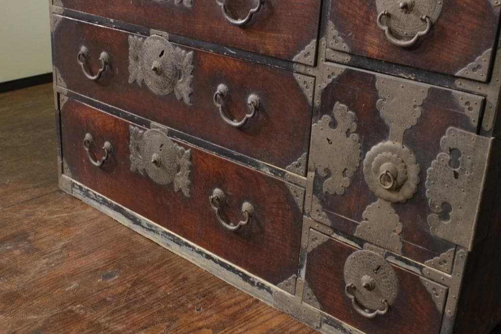 仙台箪笥 時代箪笥 欅 菊唐草 木瓜 金具 古家具 和箪笥 古道具 古民家 店舗