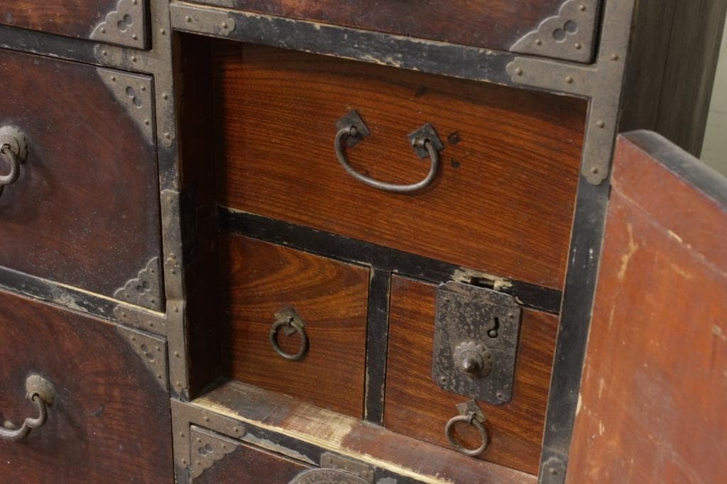 仙台箪笥 時代箪笥 欅 菊唐草 木瓜 金具 古家具 和箪笥 古道具 古民家 店舗