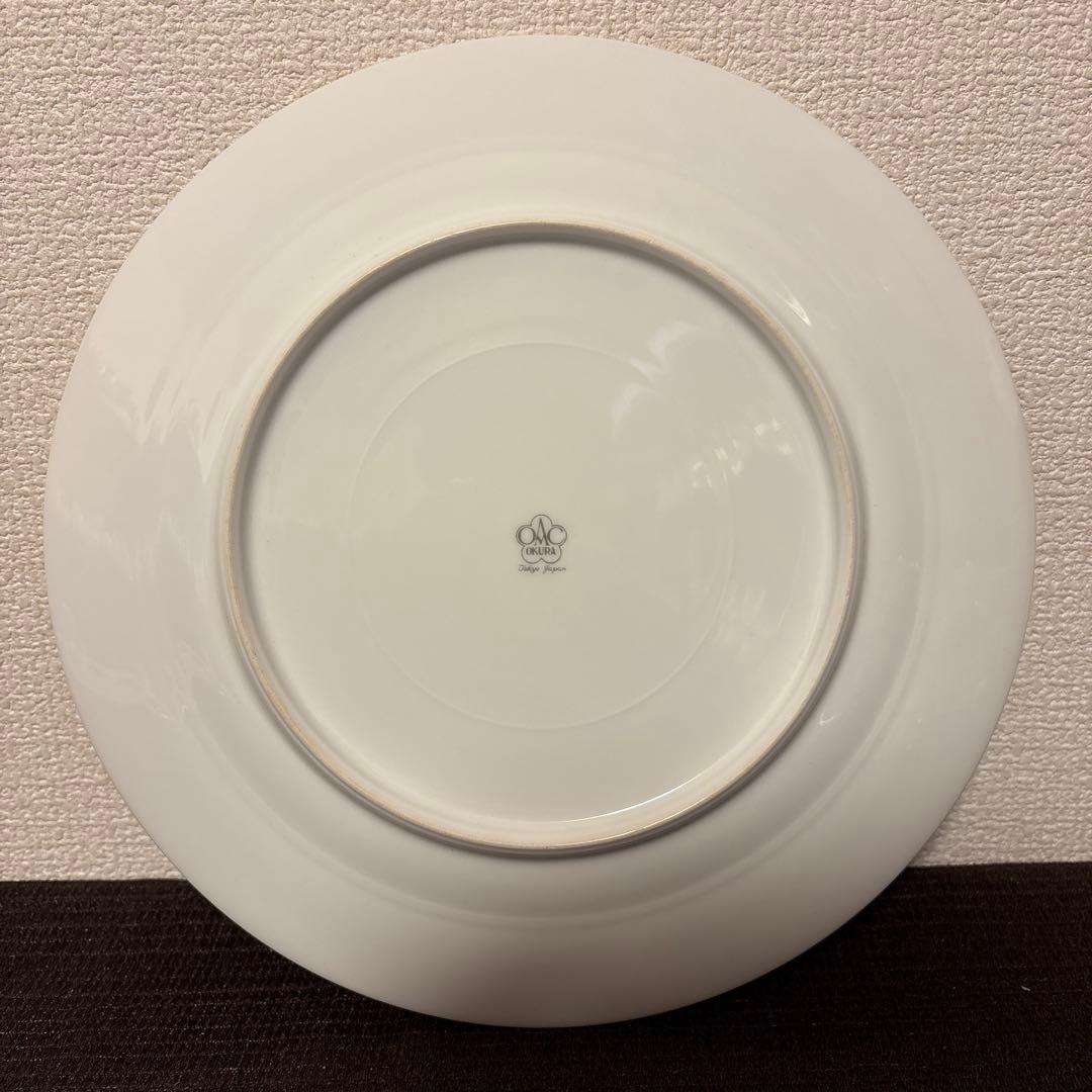 大倉陶園　金彩草花絵　呉須　手描き　ディナープレート　26cm