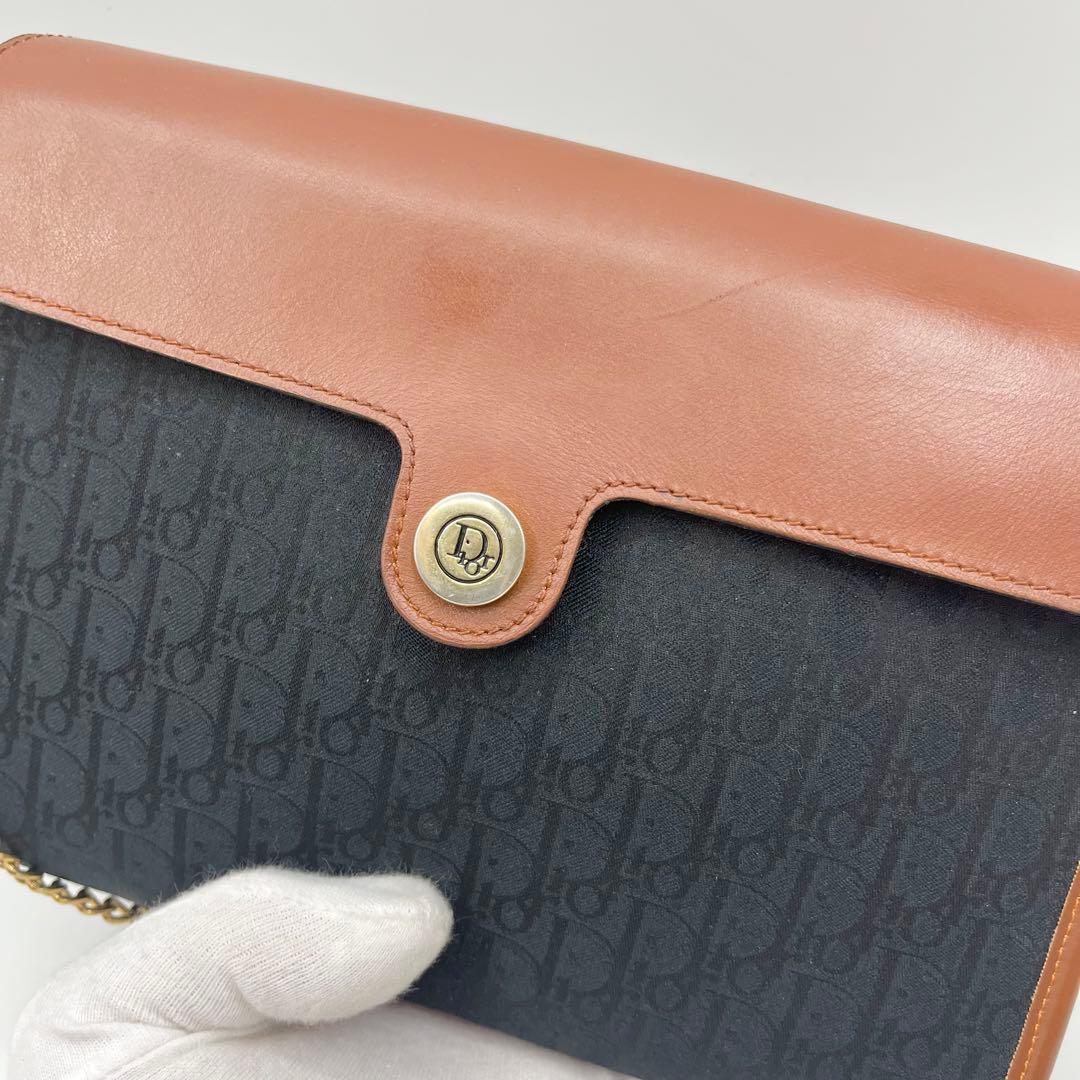 【美品】Dior ショルダーバッグ　トロッター　チェーン　レザー　ヴィンテージ