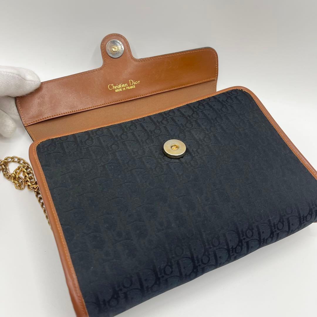 【美品】Dior ショルダーバッグ　トロッター　チェーン　レザー　ヴィンテージ