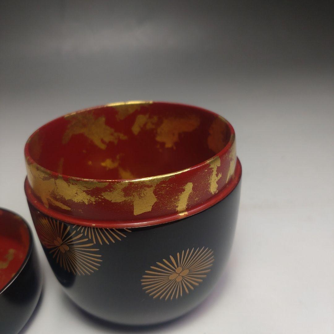 イ162 棗『而妙斎好唐松蒔絵　大棗』『中林香雪　共箱』茶道具　漆塗