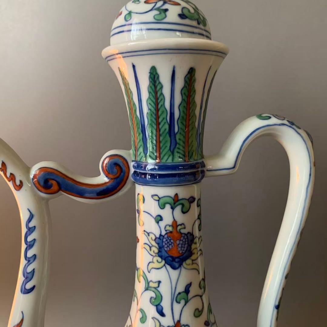 N407, 中国美術　とう彩　水注　大清乾隆年製銘