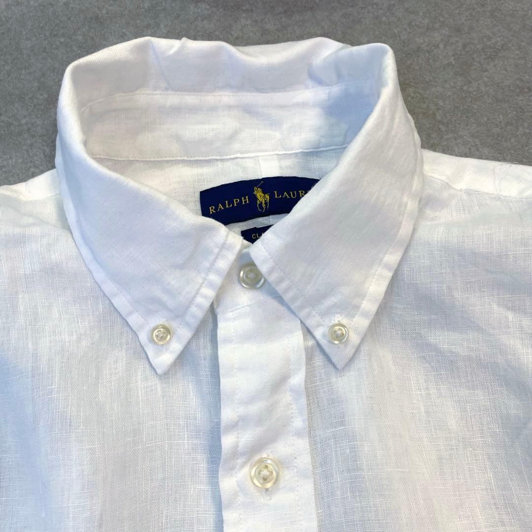 Ralph Lauren ラルフローレン　リネンシャツ　白　長袖　L