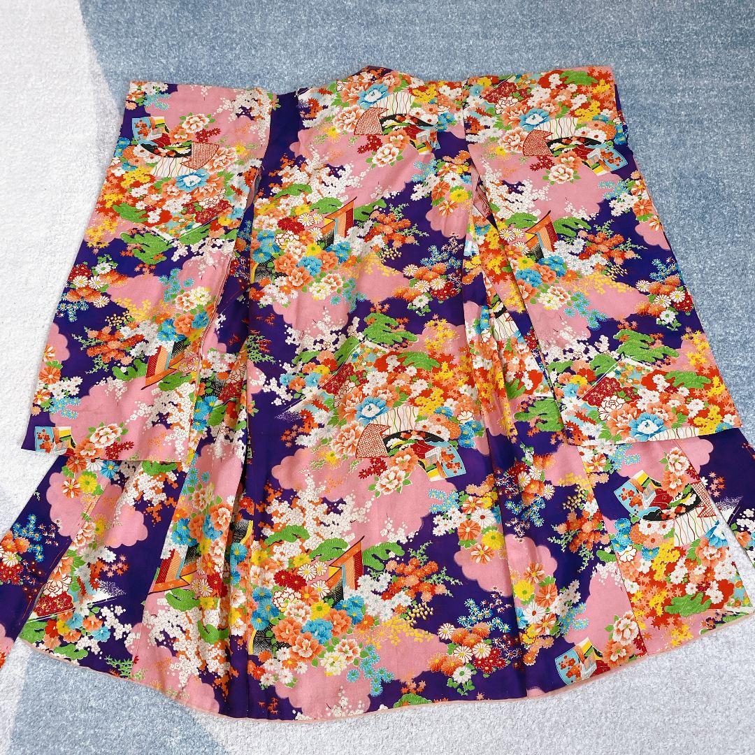 七五三 2歳 3歳 正絹 アンティーク 着物 被布 ビーズバッグ 草履 セット