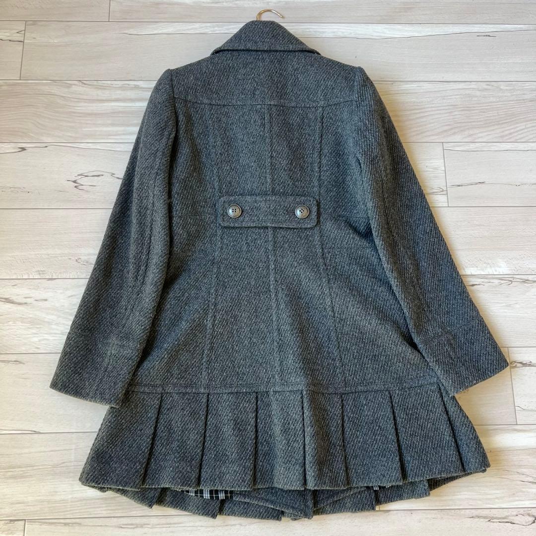 バーバリーブルーレーベル　ウールコート　ボタン　フリル　ロングコート　チェック