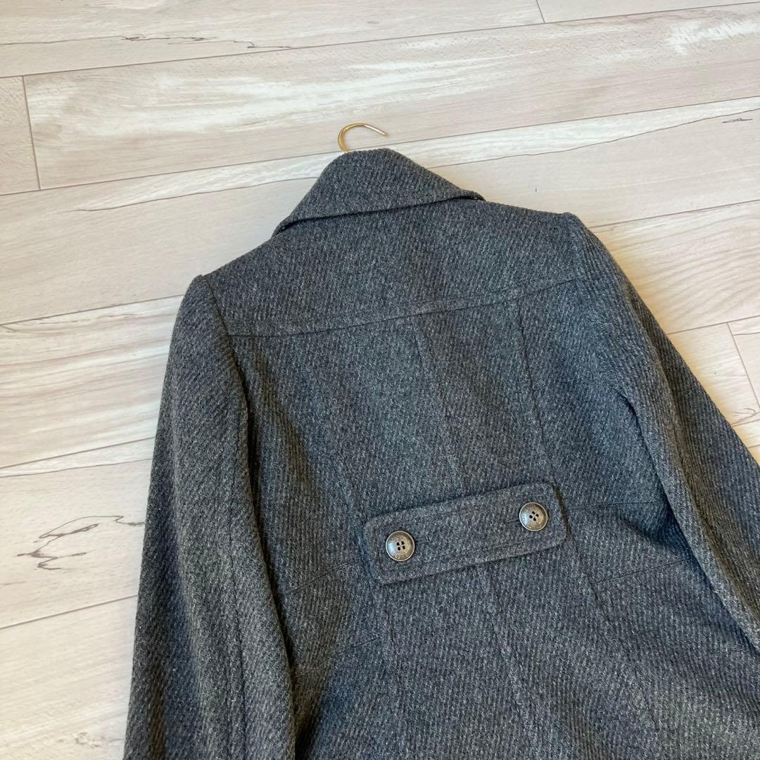 バーバリーブルーレーベル　ウールコート　ボタン　フリル　ロングコート　チェック