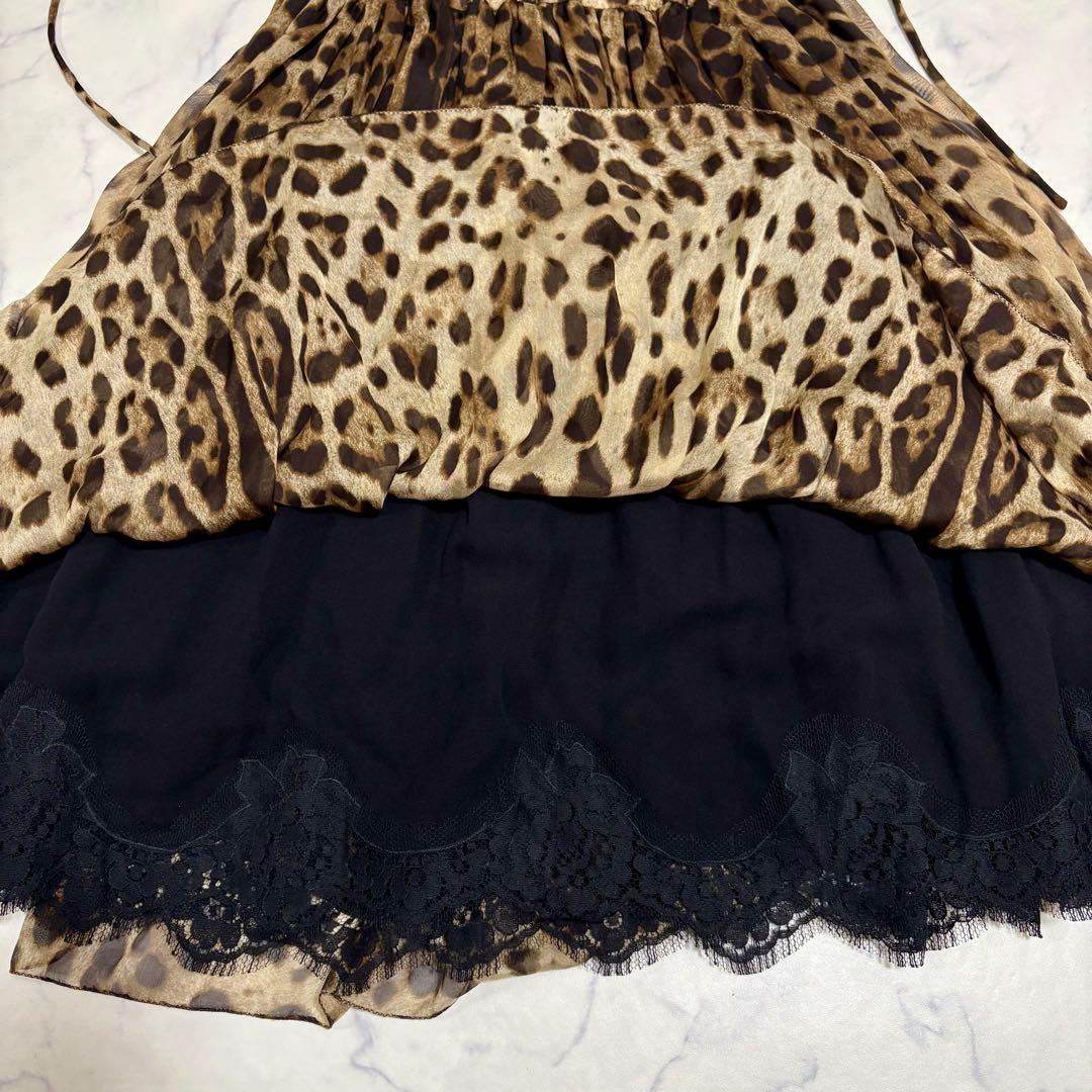 美品 DOLCE & GABBANA レオパード柄 シルク ワンピース 38 M