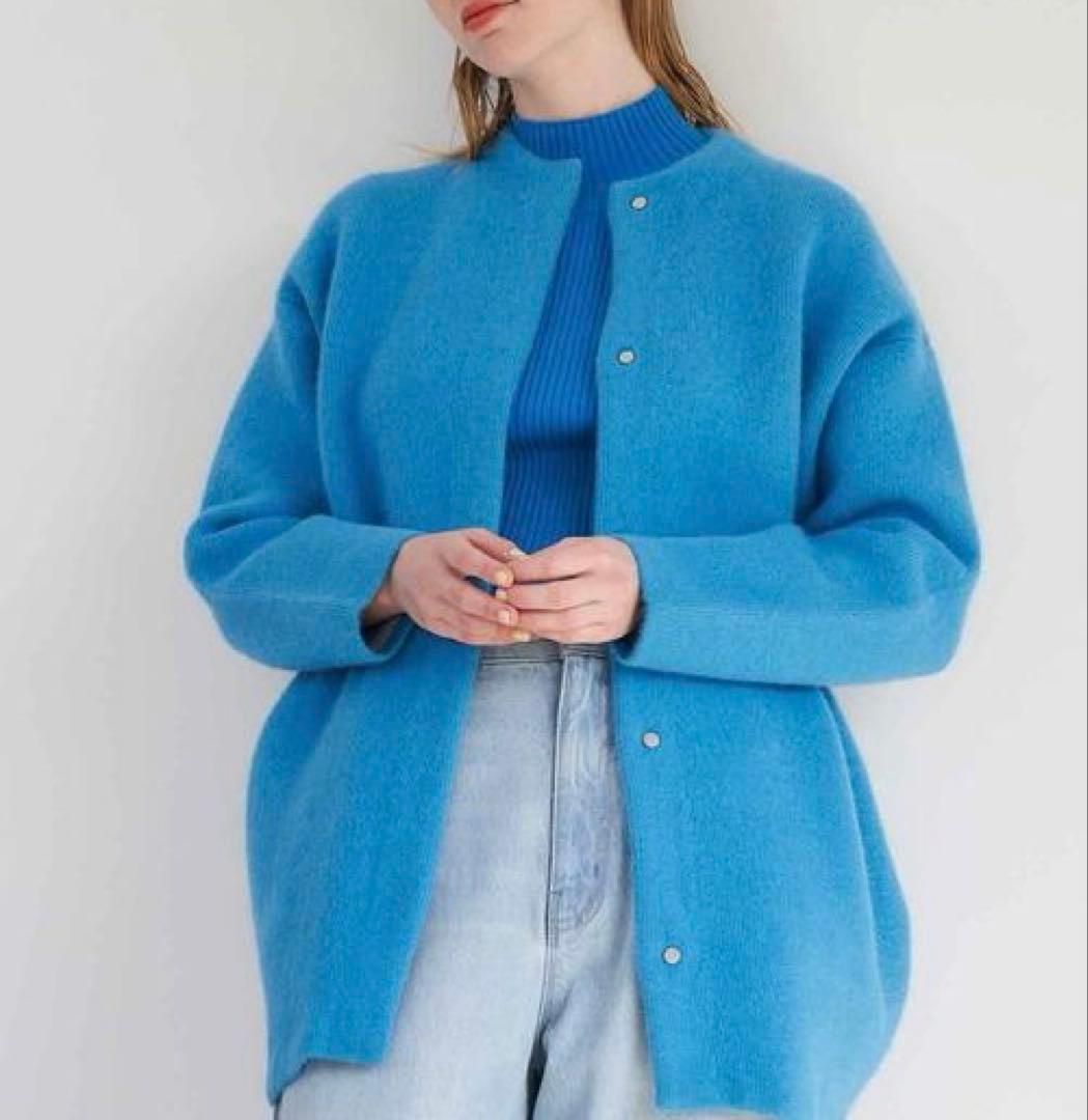 美品 希少 エレンディーク ベーシックCNラクーンミックスWカーディガン 01
