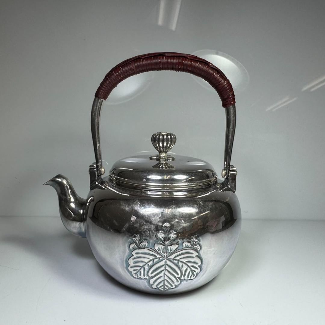 純銀製 急須 菊摘 銀瓶 煎茶道具 湯沸 純銀保証