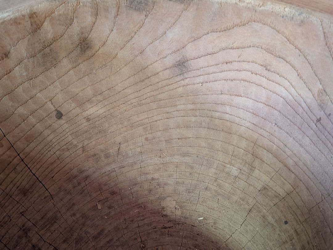 木製 円筒形 臼 亀裂あり　アンティーク　何かに