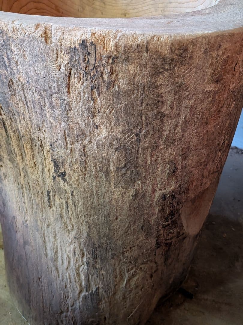 木製 円筒形 臼 亀裂あり　アンティーク　何かに