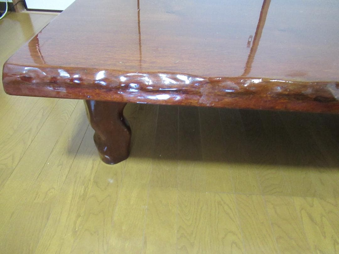 座卓 一枚板 座敷机 脚取り外し可 縦151㎝ 横88㎝ 厚み5㎝（中古）