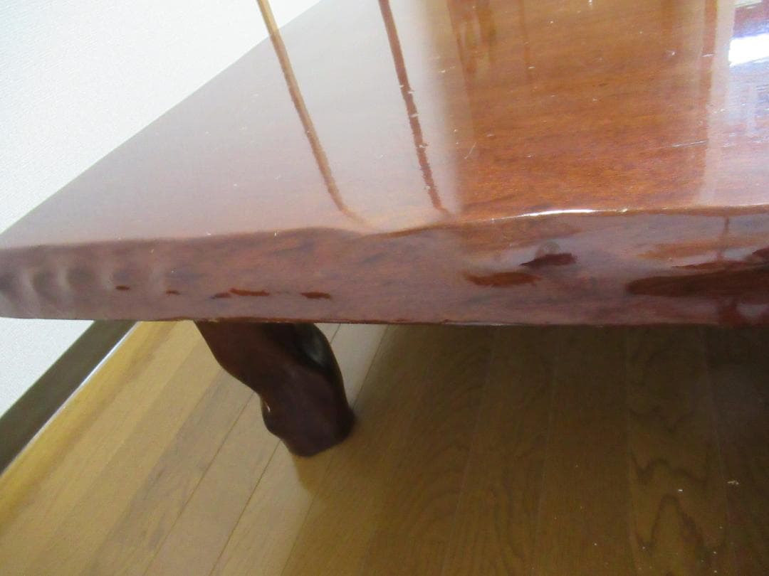 座卓 一枚板 座敷机 脚取り外し可 縦151㎝ 横88㎝ 厚み5㎝（中古）