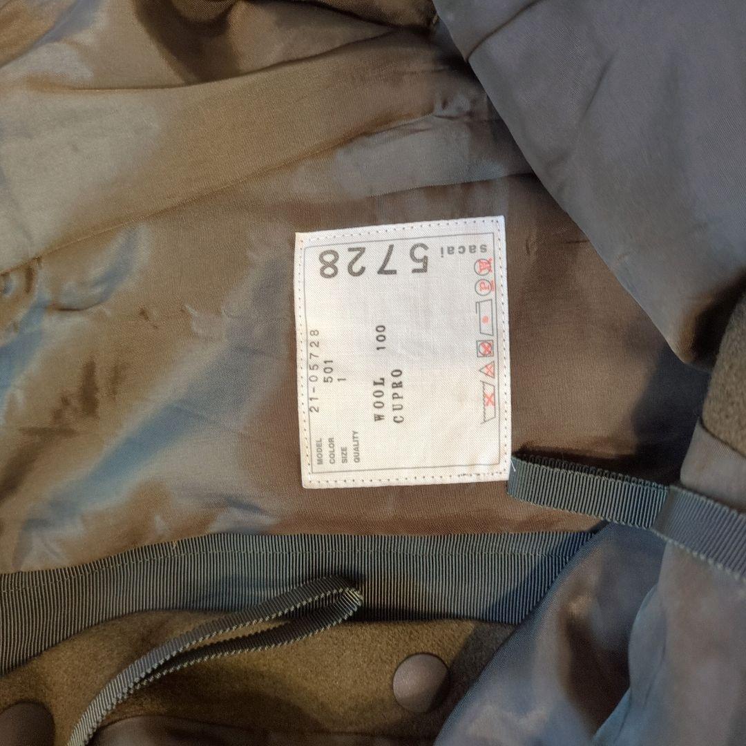 【ハンガー付き】sacai カーキ サイドボタンスリット入り ワイドパンツ