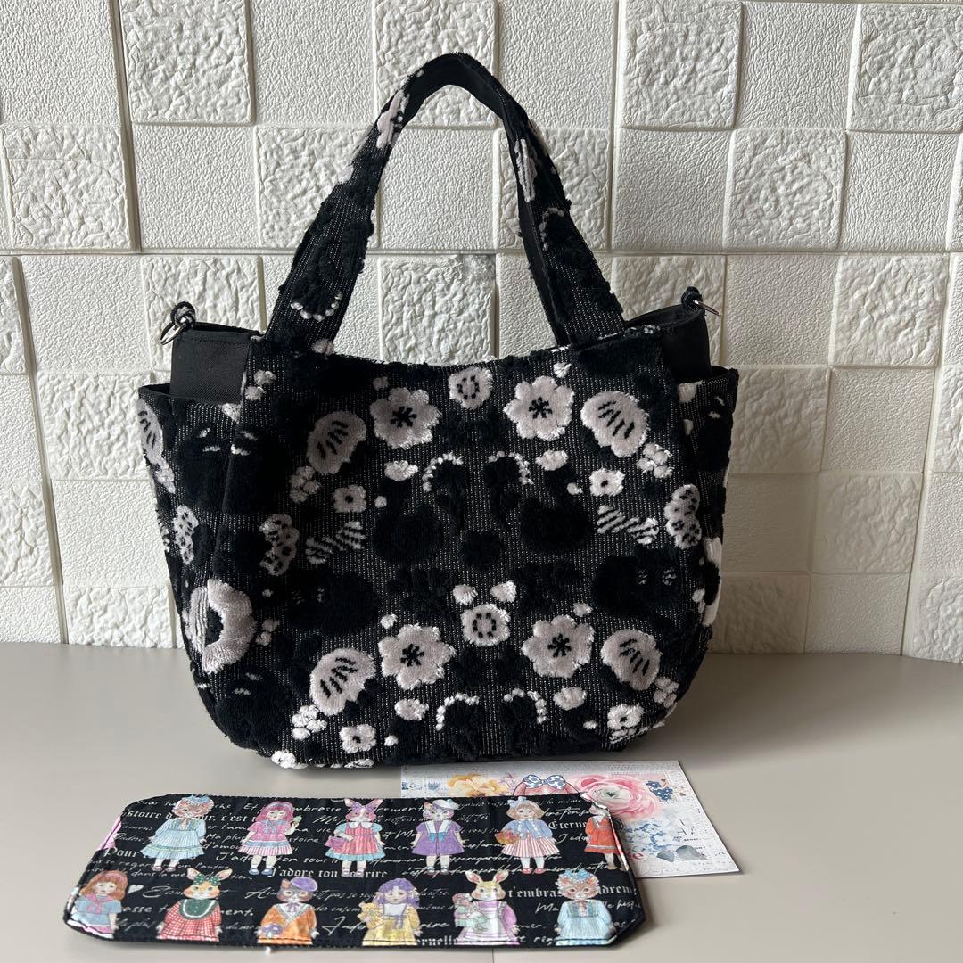 専用【ジョリーフルール】もふもふ　チューリップバック　S パンダブラック　①