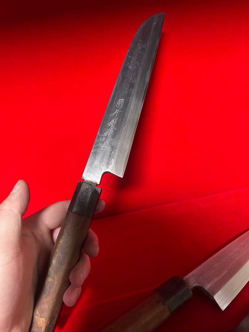 包丁　国行鍛錬　薄刃　身卸　青鋼　杉本　出刃　まとめて3本　中古品