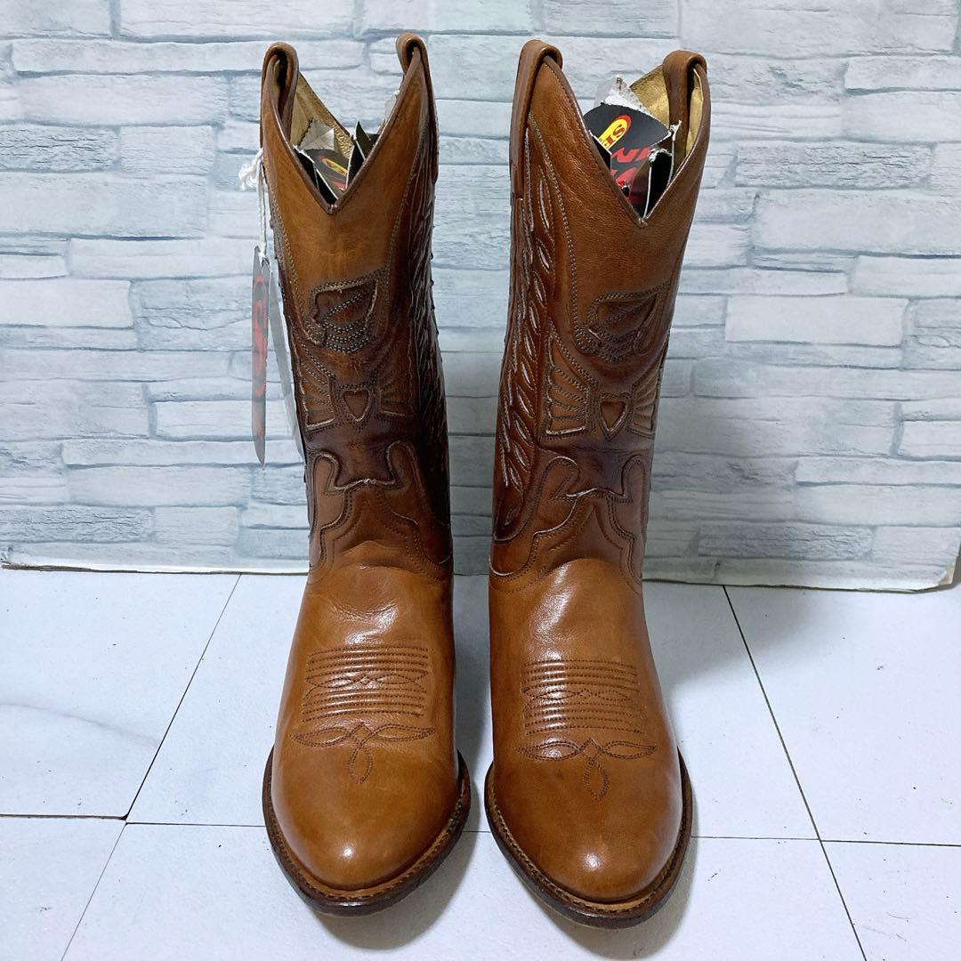 極美品 SENDORA ウエスタンブーツ 本革 刺繍 ブラウン 37 タグ付き
