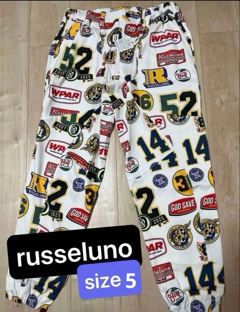 RUSSELUNO ラッセルノ ゴルフパンツ 総柄 ホワイト サイズ5（L相当）