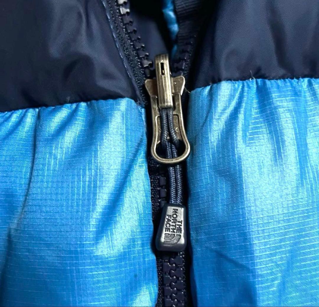 ノースフェイス　ダウンジャケット　メンズL　韓国100　700フィル　青ブルゾン