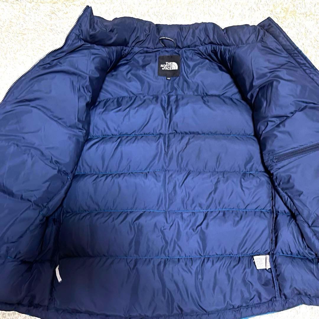 ノースフェイス　ダウンジャケット　メンズL　韓国100　700フィル　青ブルゾン