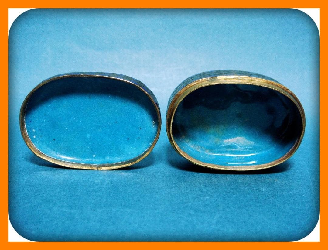 785『七宝 花蝶 香合』黒　/骨董品 古美術 アンティーク 古玩