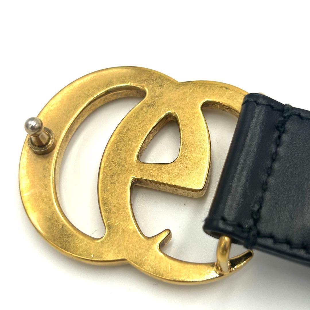 GUCCI グッチ ベルト GGマーモント レザー ブラック ゴールド