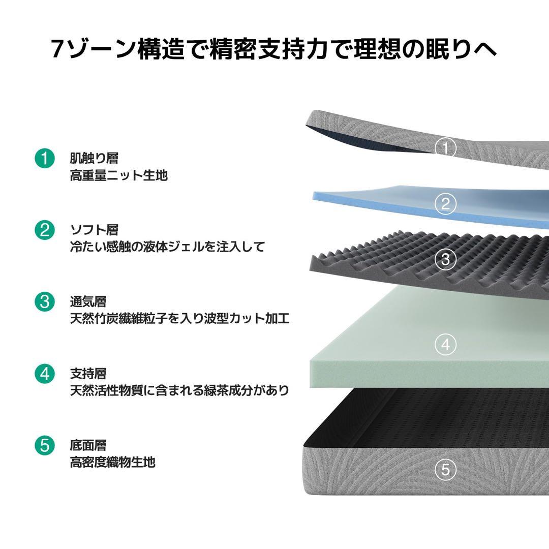 Novilla セミダブル マットレス 三層構造 ジェル×竹炭