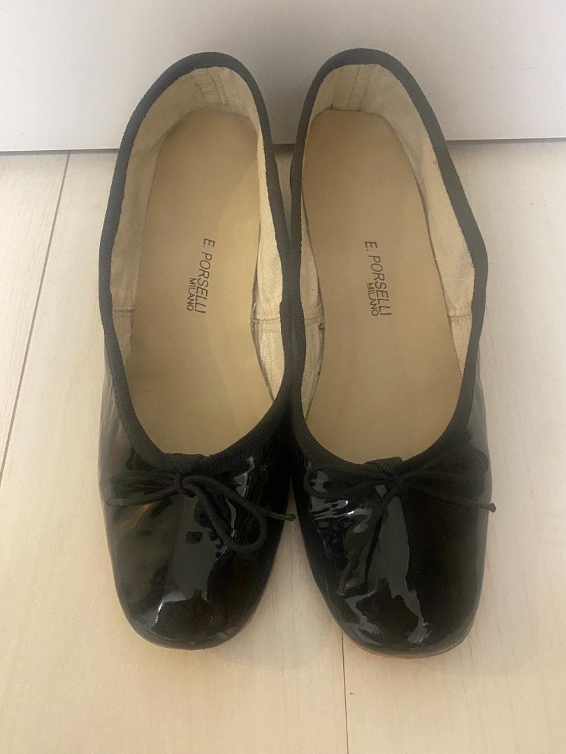 porselli ポルセリパテントバレエシューズ/3cmヒール　エナメル