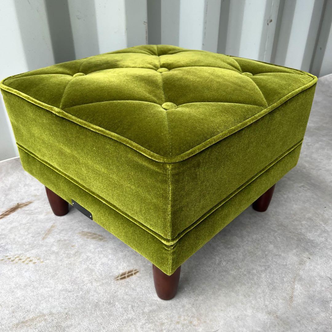 取付無料！カリモク60 kチェア ロビーチェア モケットグリーンオットマン✨