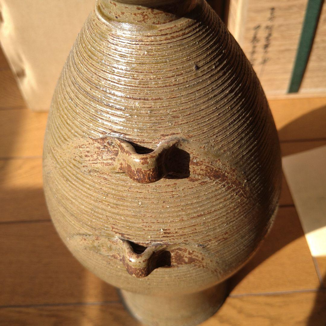 【逸品】花入　耳付糸目　古曽部焼