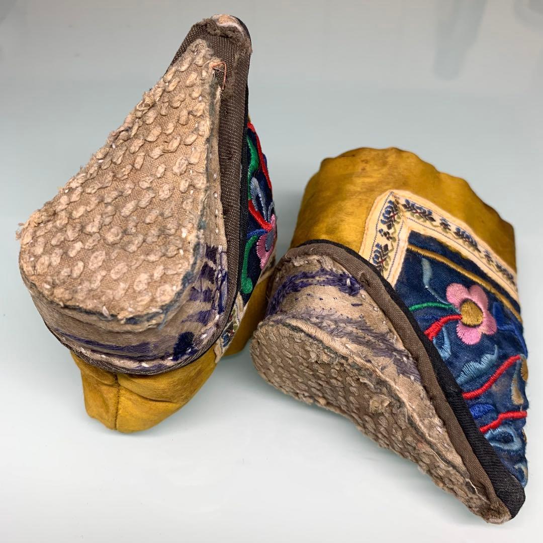 旧家蔵出　時代物　中国清代のアンティーク　貴族家三寸金蓮 女性の靴　飾り極上レア