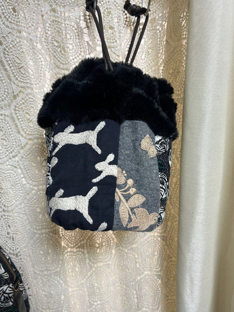 にゃんこ大好き ミナペルホネンハンドメイドブガッティ＆ファーバッグセット