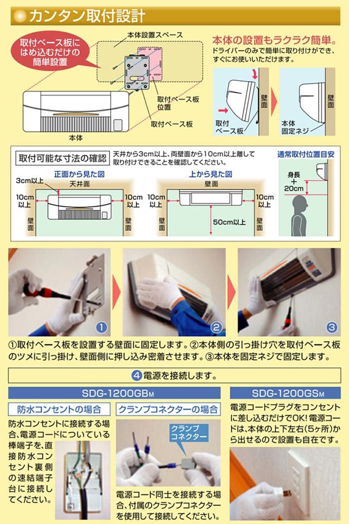 高須産業 人感センサー付　壁掛け式遠赤外線ヒーター 　SDG-1200GSM