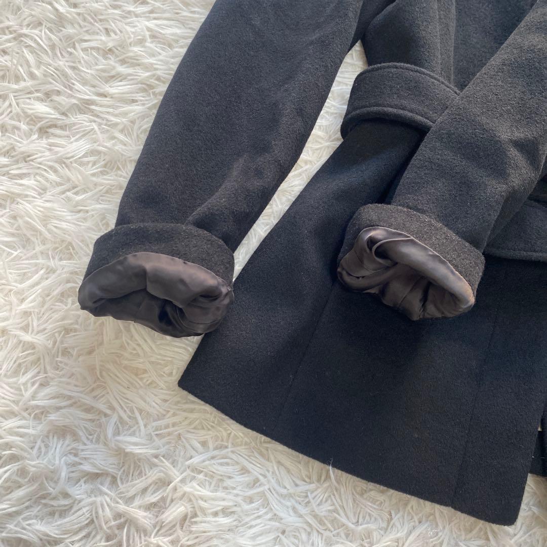 美品　バーバリーロンドン　コート　ベルト　ブラック　ノバチェック　アンゴラ65%